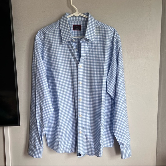 Untuckit Wrinkle Free Kelly Button Down Shirt Blue Gingham Cotton L - Picture 1 of 6